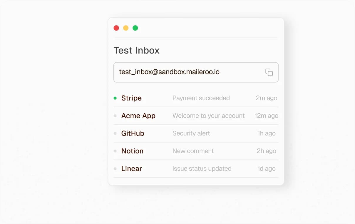Test inbox receiving messages from several applications