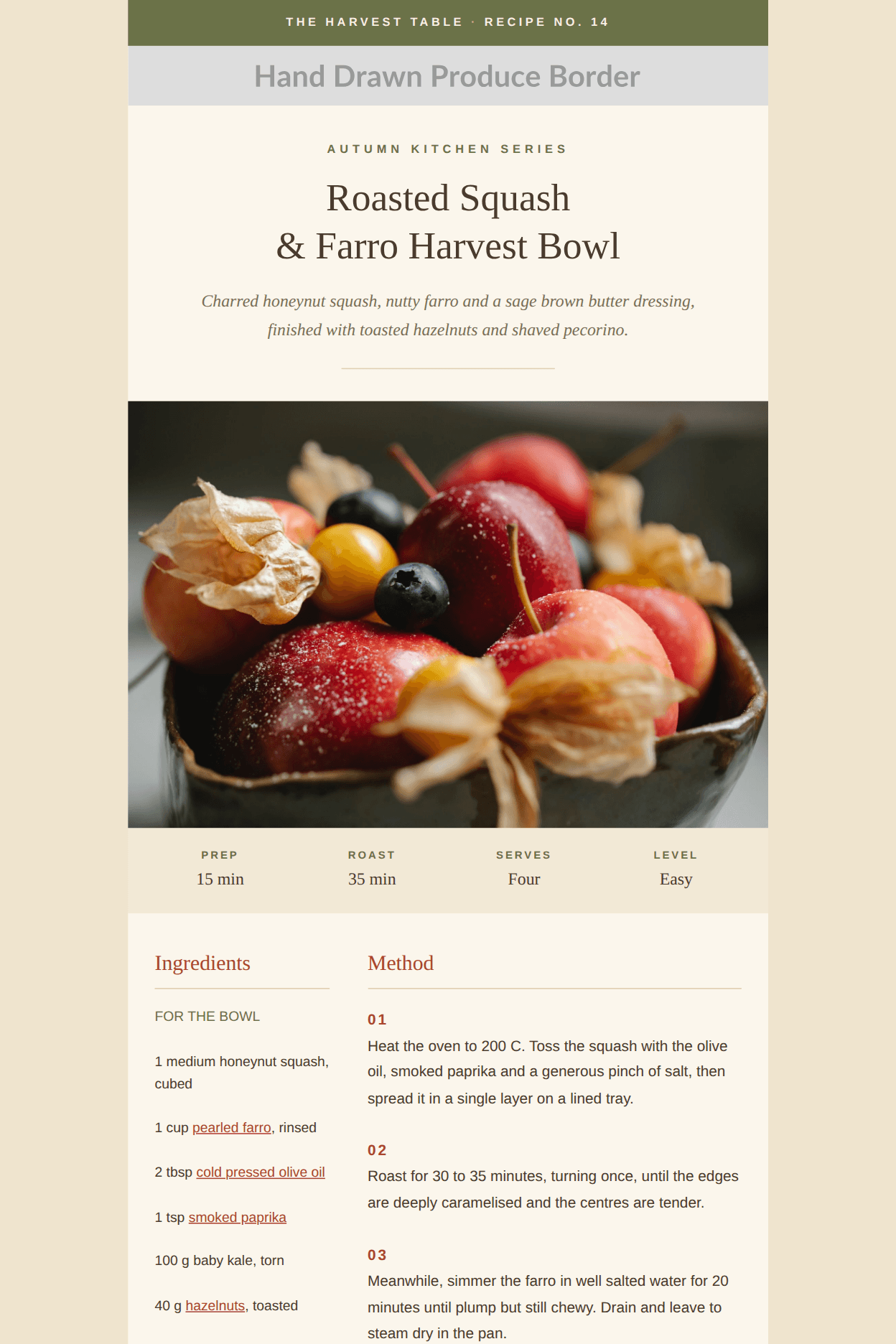 Harvest Recipe Card