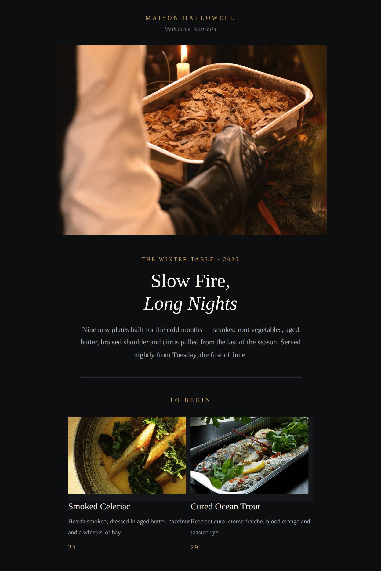 Winter Menu Debut