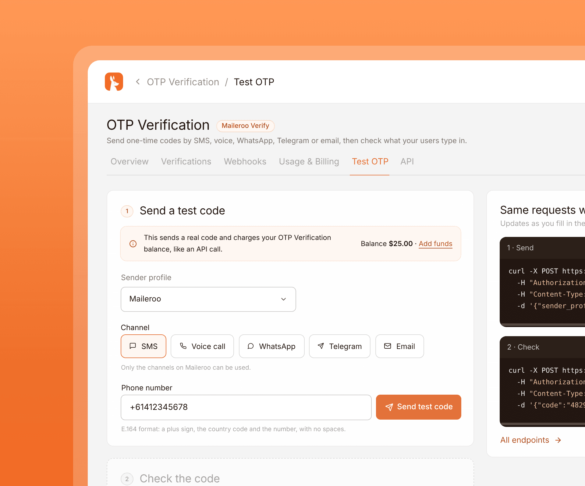 Maileroo OTP verification placeholder
