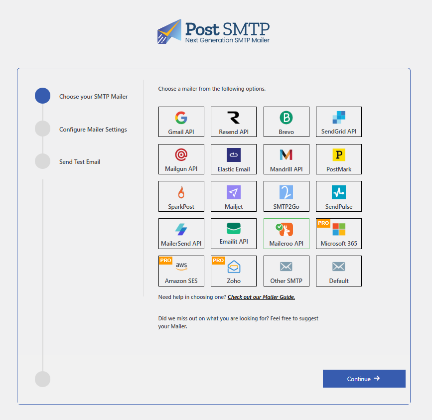 Post SMTP Setup - Select Maileroo